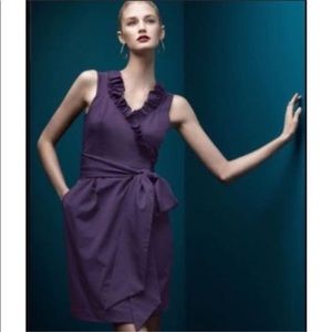 Diane Von Furstenberg Hampton Dress 4 Purple Wrap Ruffle Neckline Sleeveless